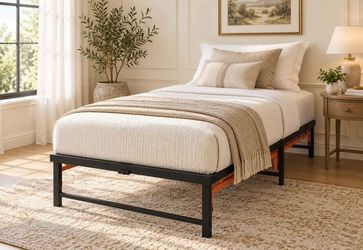 Twin base Size Quad-Fold Bed Frame, Tool-Free, 13" Under-Bed Space, Space-Saving, Heavy-Duty, No Box Spring Needed, Black