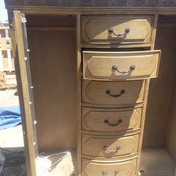 Cherry Wood solid Mirrored Curio Cabinet