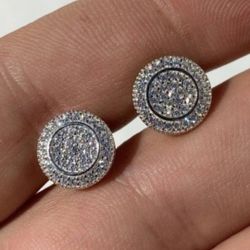 Real Solid 925 Silver Simulated Diamonds Mens Womens Earrings Big Stud