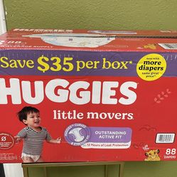 Huggies Little Movers Baby Diapers, Size 8. 