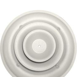SPEEDI-GRILLE 6" Round Ceiling Air Vent Register, White With Fixed Cone  Diffuser & Bowtie Damper  