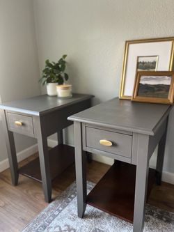 Refinished Gray End Table Set