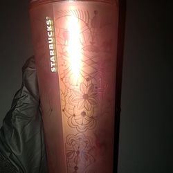 Starbucks Limited Edition Frosted Pink Soft Touch Forest Venti 24 oz Tumbler RARE