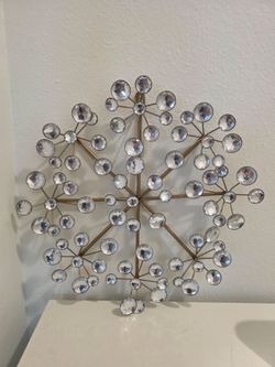 Crystal Rhinestone Snowflake Metal Wall Art