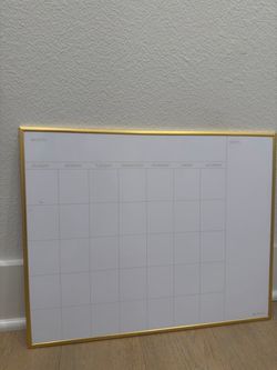 Dry Erase Monthly Calendar Whiteboard Gold Frame