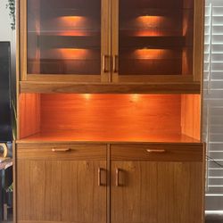 Vintage MCM Clausen & Son Denmark Teak Lighted China Cabinet/Hutch/Display Case