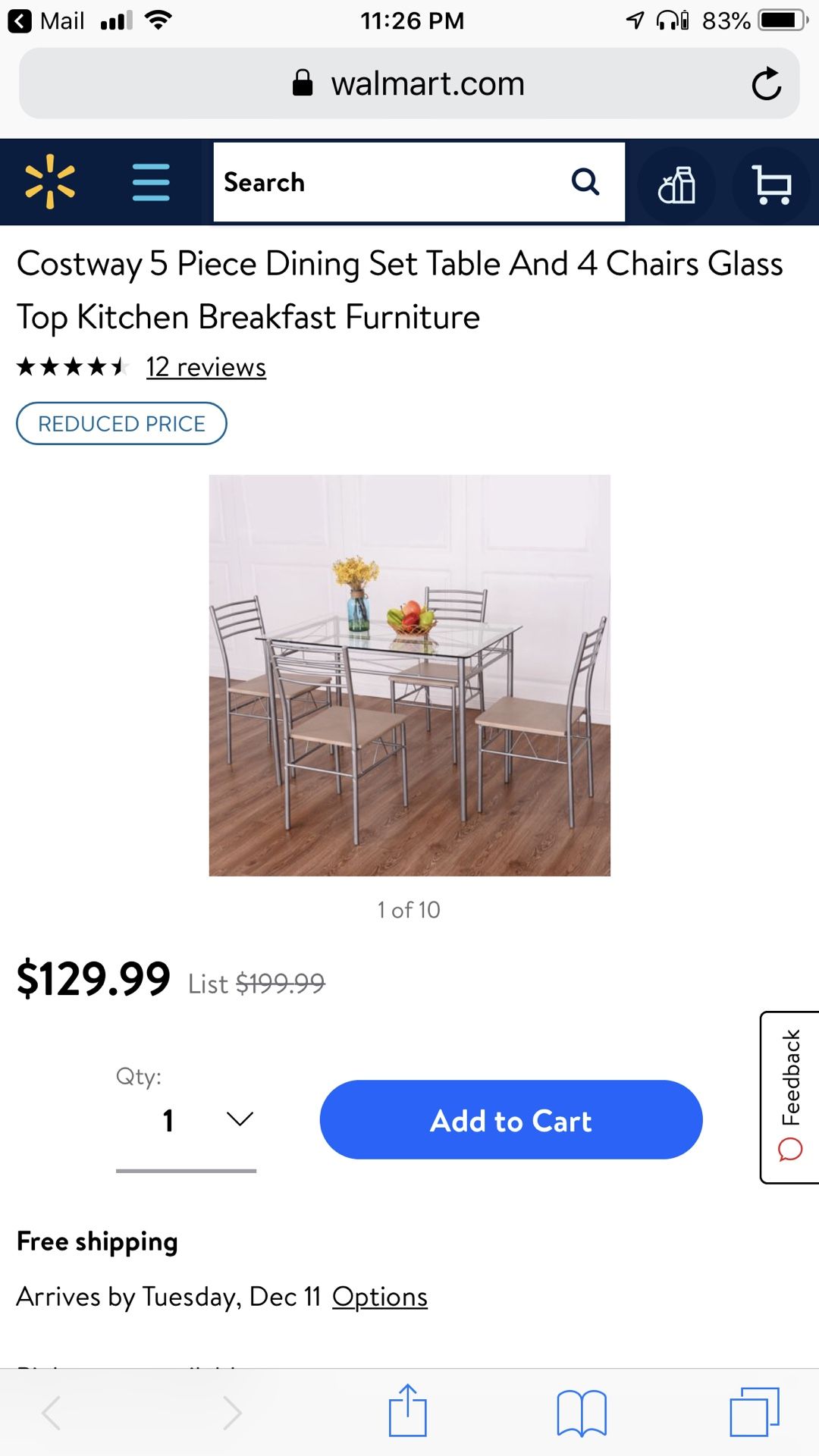 Costway kitchen table and chairs
