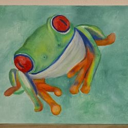 NEW Original Oil Froggy Painting On Canvas 