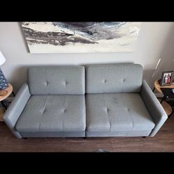 Gray Upholstered Futon Couch