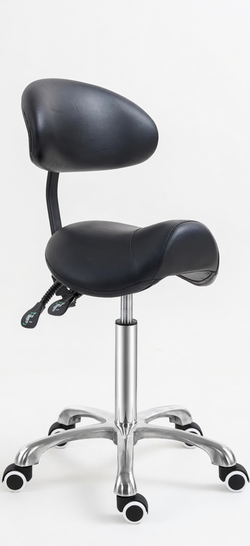 TASALON Professional Salon Saddle Stool with Backrest - Ergonomic Rolling Chair