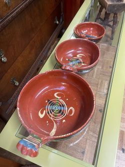 Vintage set of four Mexican pottery bowls