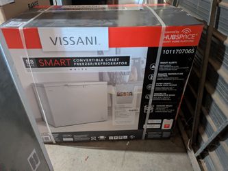 vissani 8.8 cu. ft. manual defrost convertible garage ready chest freezer in white, powered by hubspace