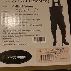 Fishing  Chest Wader boots size 11 One Time Use Barely