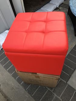 Red Ottoman With Storage Space
