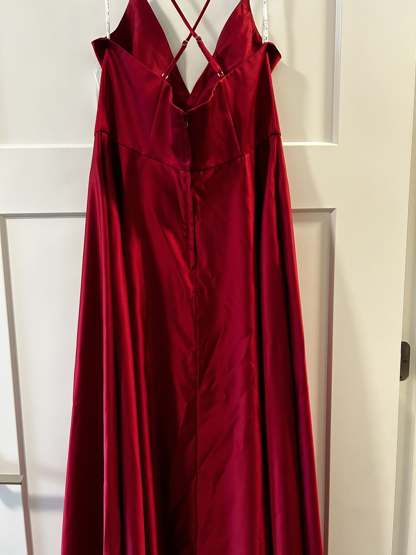 Red Satin Bridesmaid Or Prom Gown - Size 12