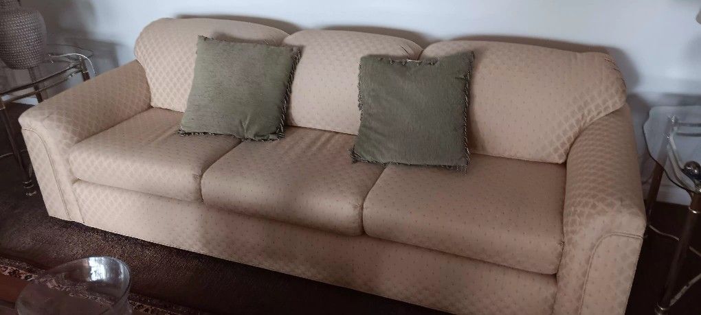 Light Yellow Fabric Sofa Really Nice Couch 