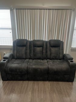 Gray Theater Reclining Sofa