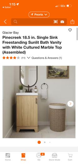 18” LIGHT BROWN RESTROOM VANITY  WHITE  TOP NEW