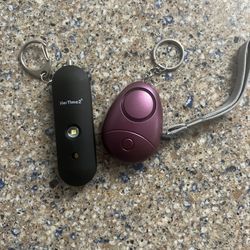 Personal Alarm for protection PINK  pull Pin and Led Light keychain set of 2 