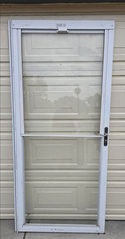 White Aluminum Storm Door with Glass Panel