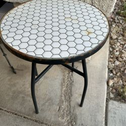 Small Metal & Tile Plant Stand