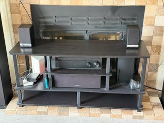3-Tier Black TV Stand / Media Console Unit