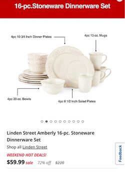 Linden Street Amberly 41- Piece Stoneware Dinnerware Set