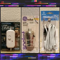 NEW LAMP DIMMER, NEW LAMP SOCKET & NEW (OPEN PACKAGE) DIY LAMP CORD
