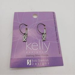 Sterling silver bob siemon  Small Fish on Hoop Earrings