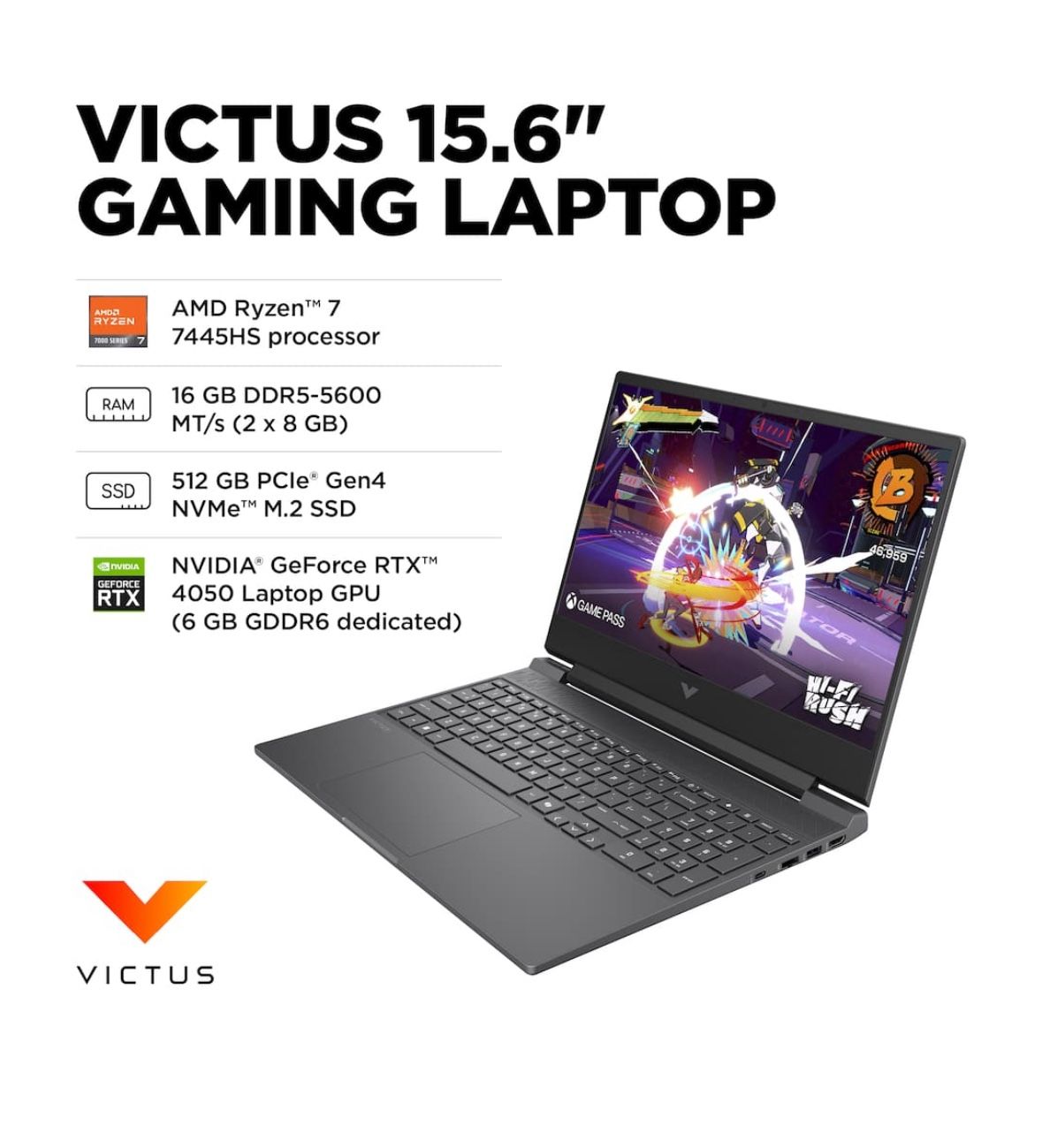 HP - Victus 15.6" 144Hz Full HD Gaming Laptop - AMD Ryzen 7 7445HS - 16GB RAM