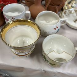 Antique Lot Of 3 Mustache Cups & Shaving Cup