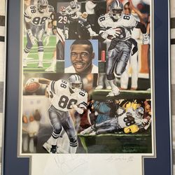 Framed Michael Irvin autographed and certified lithograph