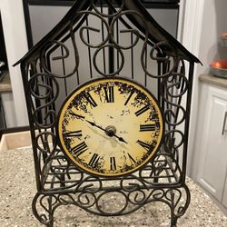 Small Storage Basket / Cage Hanging Clock 
