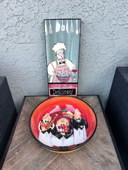 CHEF DECOR AND LARGE PASTA BOWL