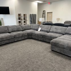 Huge 6 Pc Gray Sofa Sectional Set W/ Chaise - EZ $10 Down Payment Options Available 
