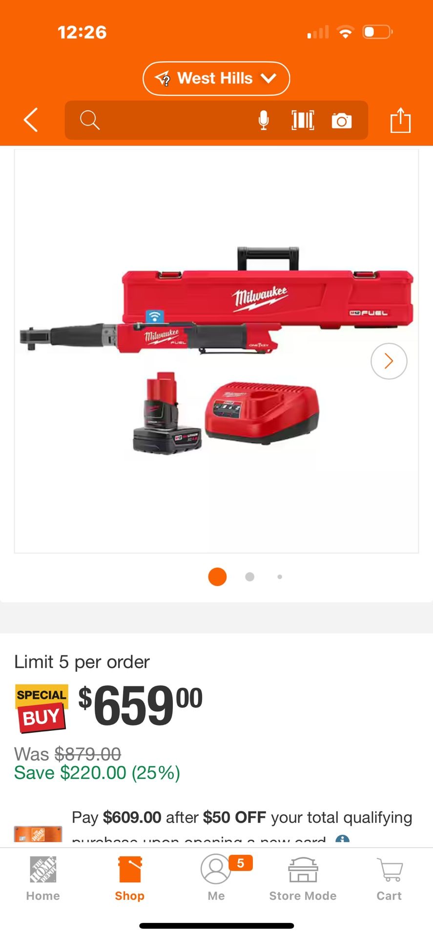 Milwaukee half inch digital torque wrench Tool Only