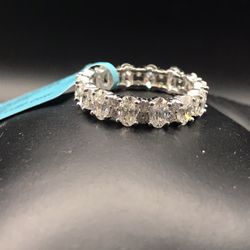 925 Sterling Silver 4.57CT Moissanite Eternity Ring Size 8