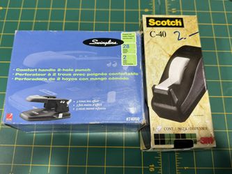 Swingline 2-Hole Punch & Scotch C-40 Tape Dispenser