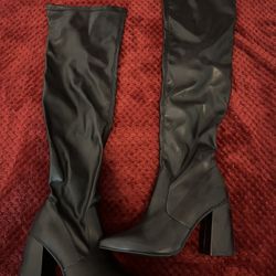 Black Thigh High Boots Size 8