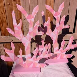 Pink Coral Jewelry/Hat/Stocking Tree & Display Stand ~ 25" Height ~ 20" Width