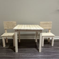 Kids Wood Table And 2 Chairs
