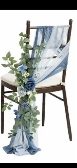 Bows chair sashes for decoration wedding quinceañera white end dusty blue 10 centavos each
