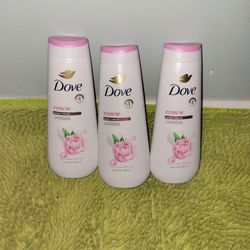 3 Dove Renew Peony + Rose Oil 20oz Bodywash 
