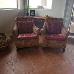 Two Indoor Wicker Club Chairs