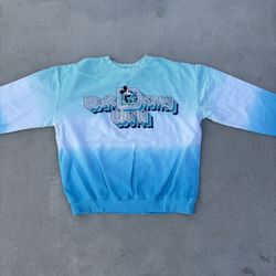 Disney World blue and white tie-dye crewneck sweatshirt size large