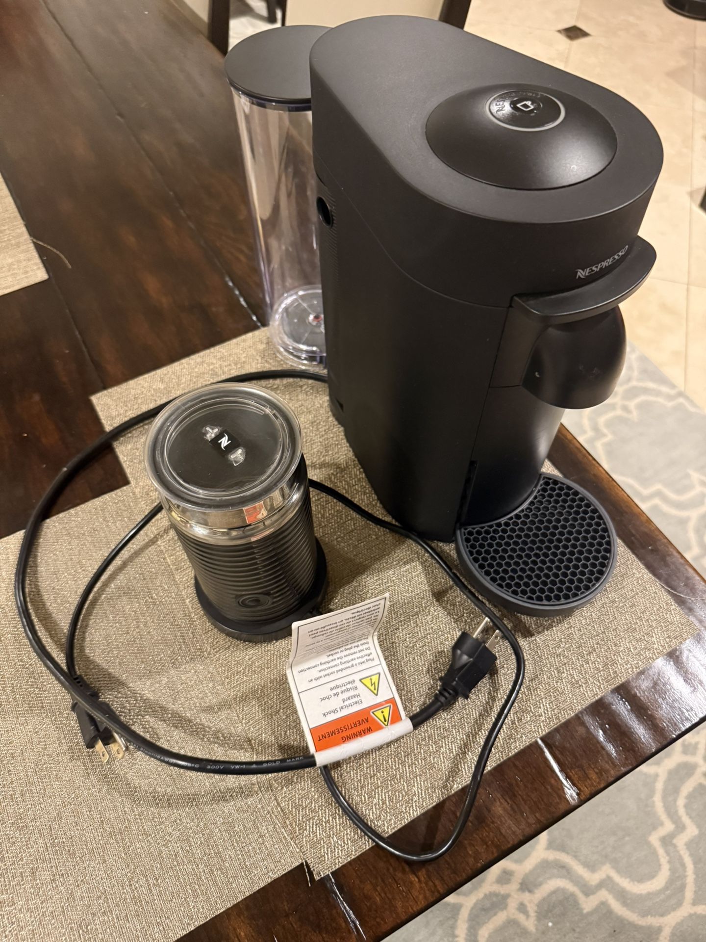 Nespresso Matte Black VertuoPlus Coffee and Espresso Maker with Aeroccino Frother