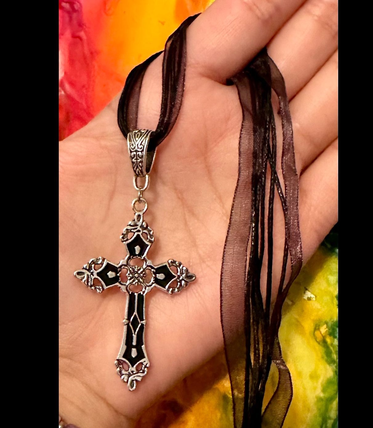 Gothic Dark Silver Cross Vampire Necklace Chain Jewelry Halloween Unisex New