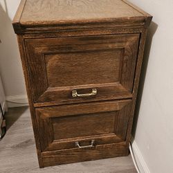 Vintage Wood Filing Cabinet 
