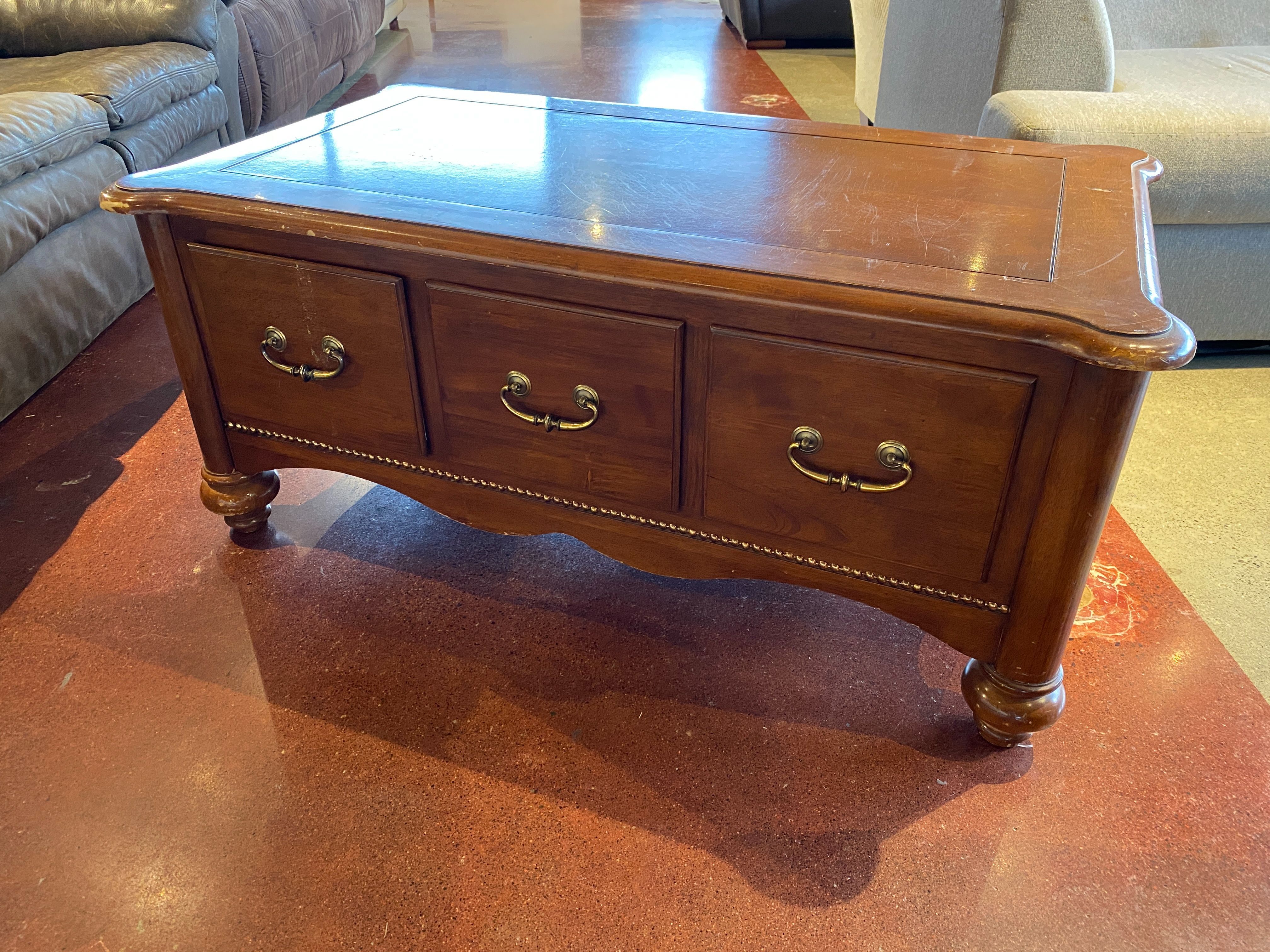 BASSETT Three Drawer Wooden Coffee Table