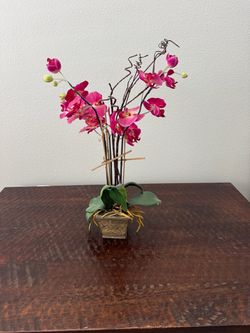 Faux Orchid Floral Arrangement in Pot